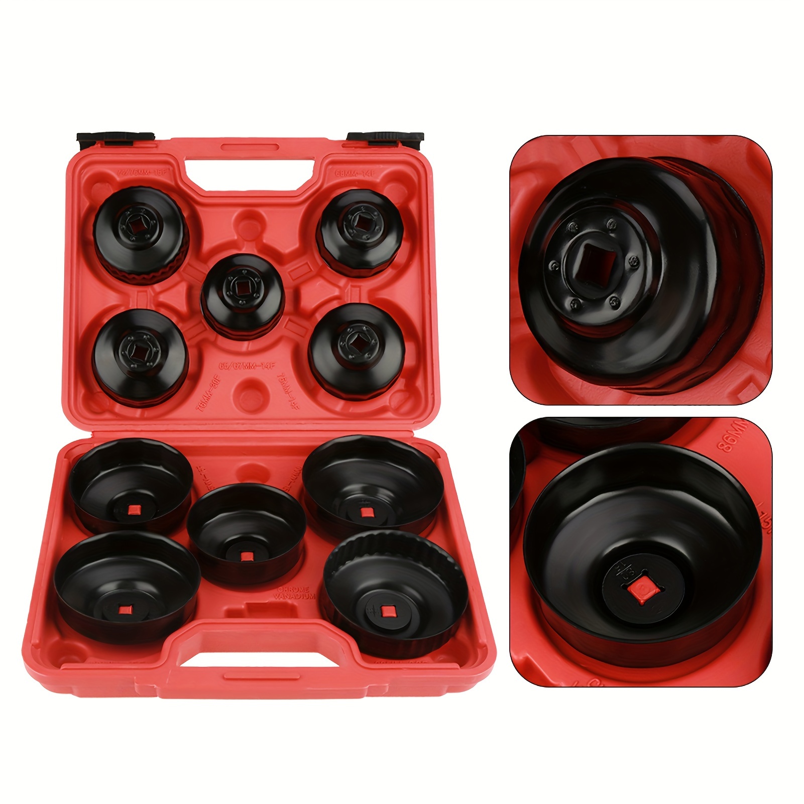 

10pcs Oil Filter Wrench Set Oil Filter Socket Set, 1/2" Female To 3/8" Drive Metric Oil Filter Cap Wrench Removal Tool Kit, Low Profile Oil Filter Socket Set With A Storage Case