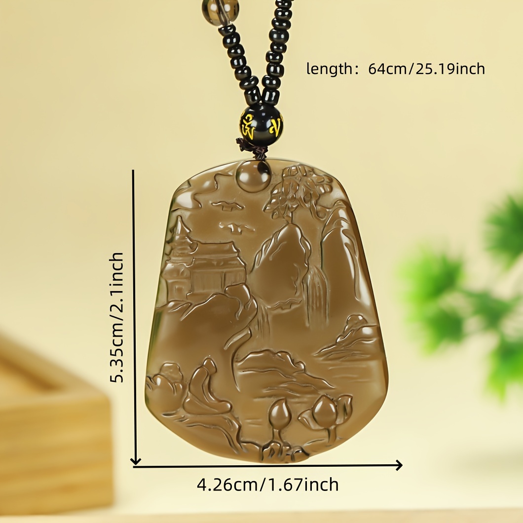 Natural Stone Ice Transparent Mountain Waterfall Pendant Necklace