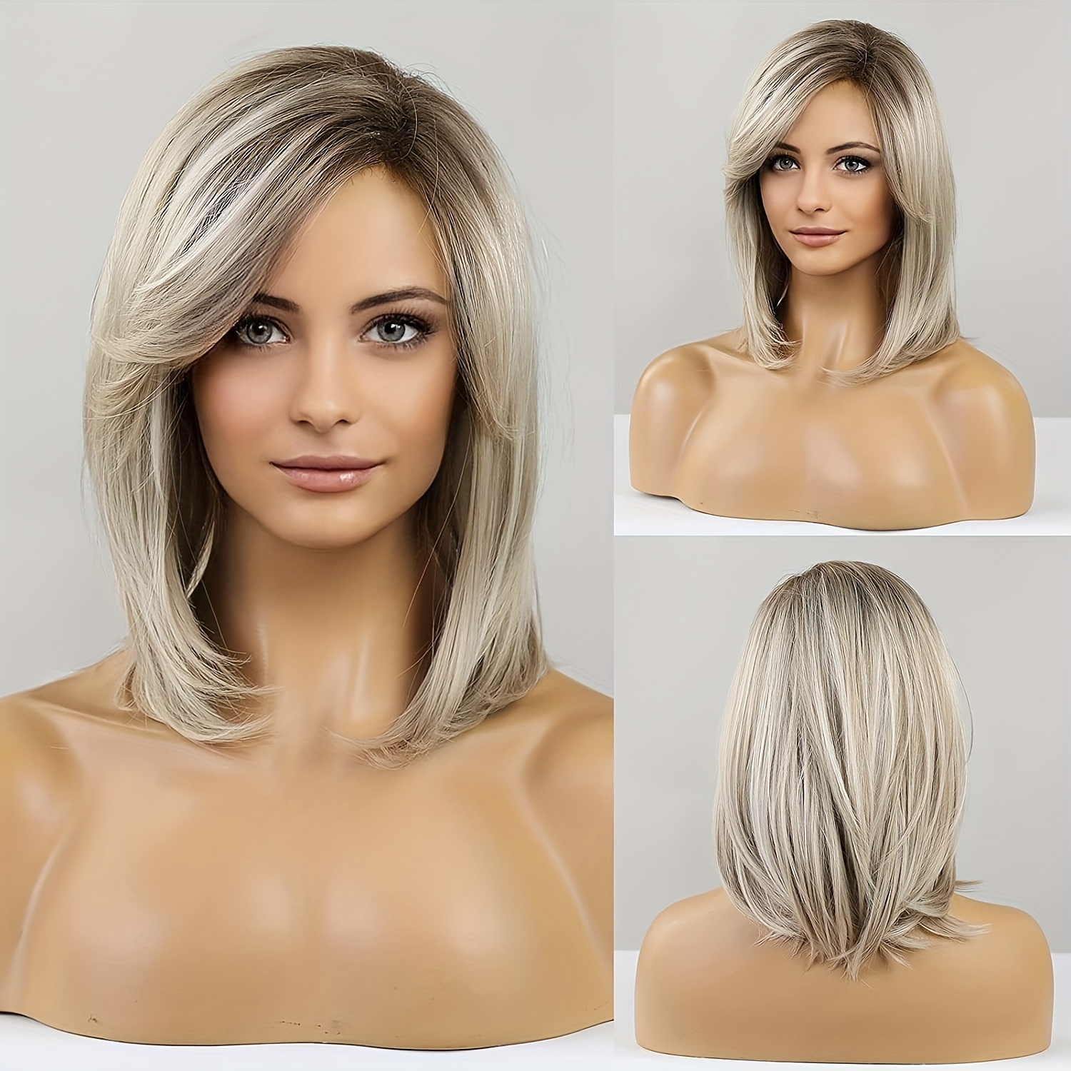 

Ombre Short Straight Bob Cut Wig Synthetic Wig Beginners Friendly Heat Resistant