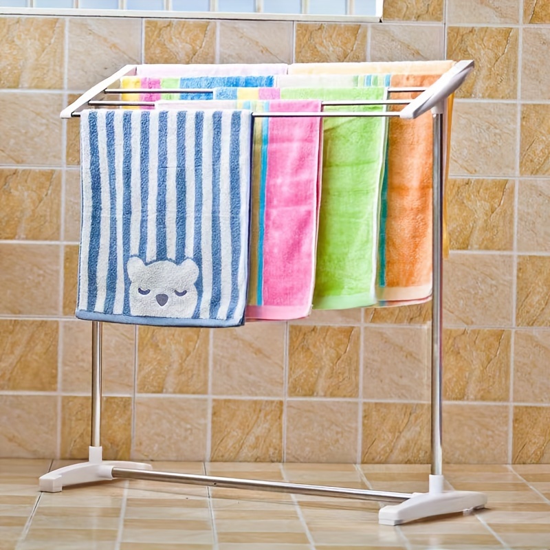 

Stainless Steel Freestanding Towel Rack - No-drill, Space-saving Design For Bathroom & Balcony, Ideal For Baby Towels & Diapers