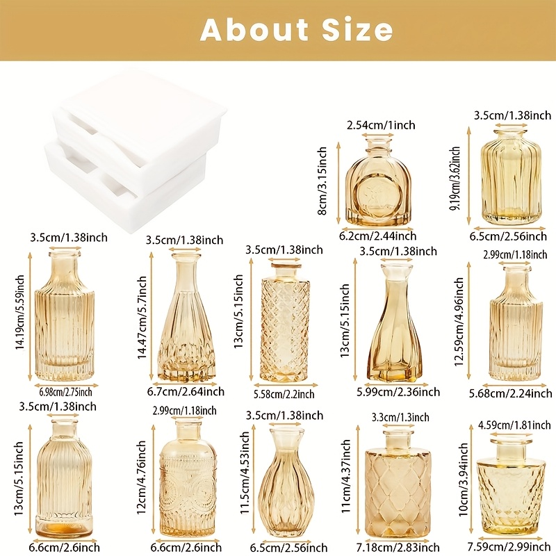 12pcs Bohemian Mini Glass Bud Vases With Base - Suitable For Wedding, Decor, Bulk Small Flower Vases Bulk For Table Centerpieces, Outdoor Decoration, Gift For Parties, Glass Tubes
