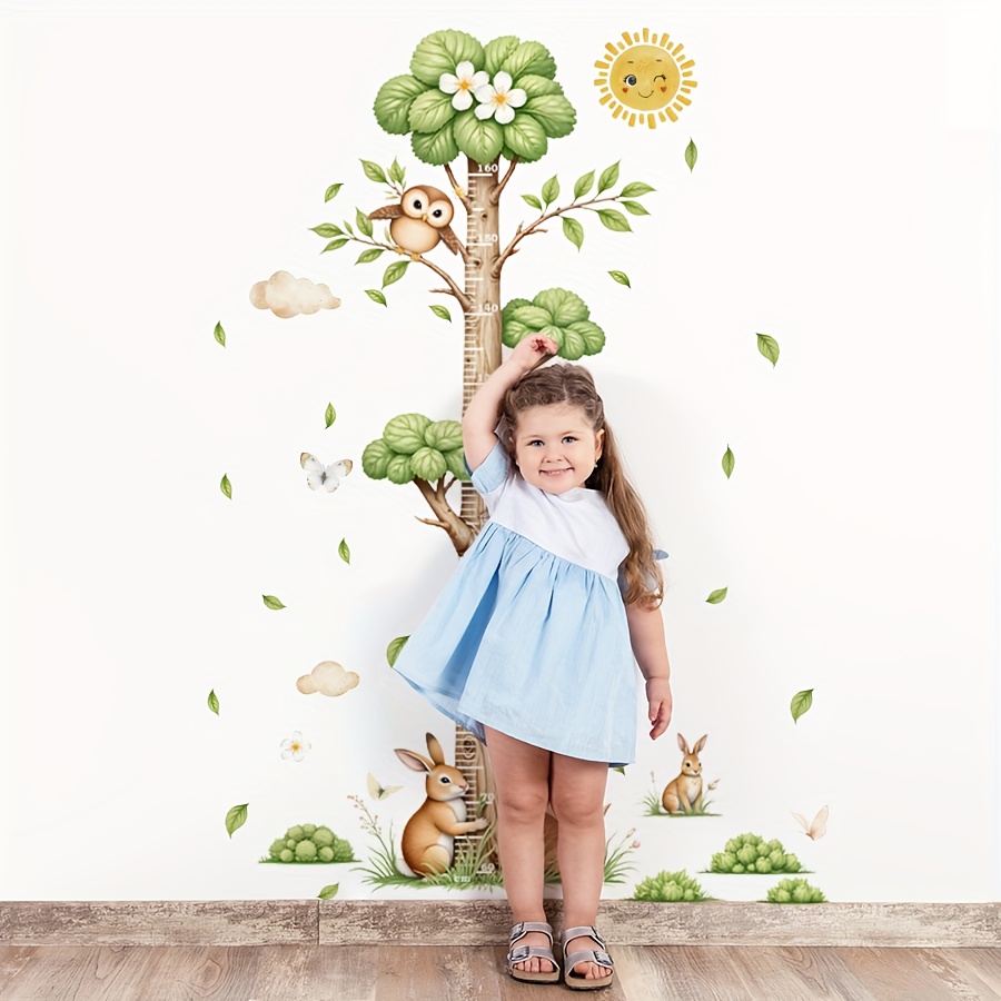 Set of 2 Cartoon Animal Wall Stickers for Measuring Height