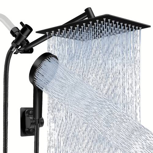 shower head high pressure handheld shower combo with extension arm 9 settings anti leak shower head with holder height angle adjustable chrome matte black