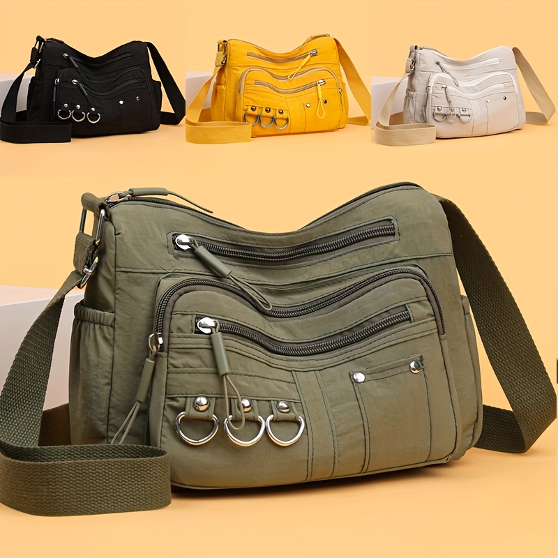 multi zipper compartment womens shoulder bag large capacity - Temu