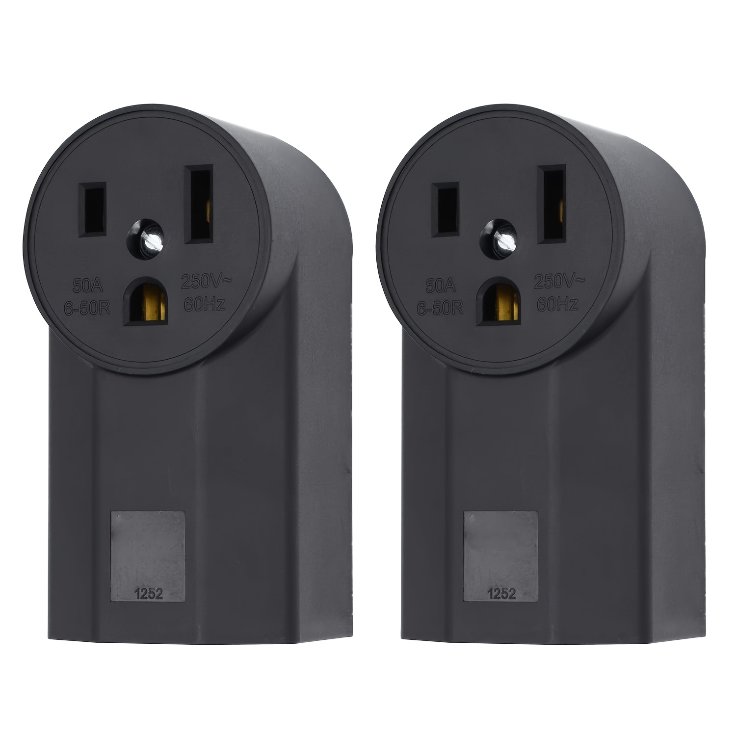 TEMU 6-50r Receptacle 2-pole 3-wire Surface Mount Power Receptacle 250v 50a, Black 2 Pack