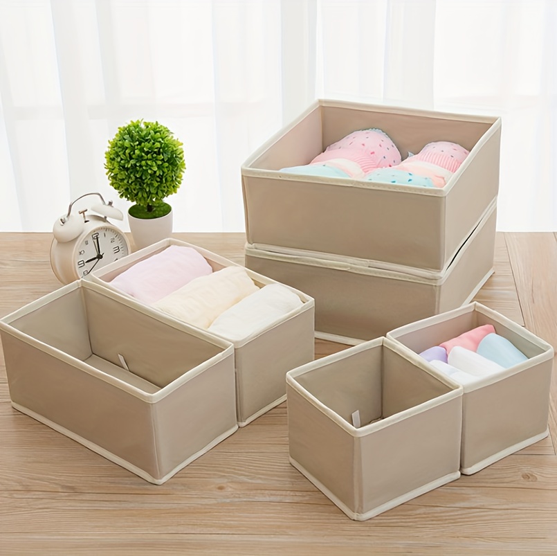 6pcs foldable non woven storage bins for underwear socks   space saving closet organizers details 14