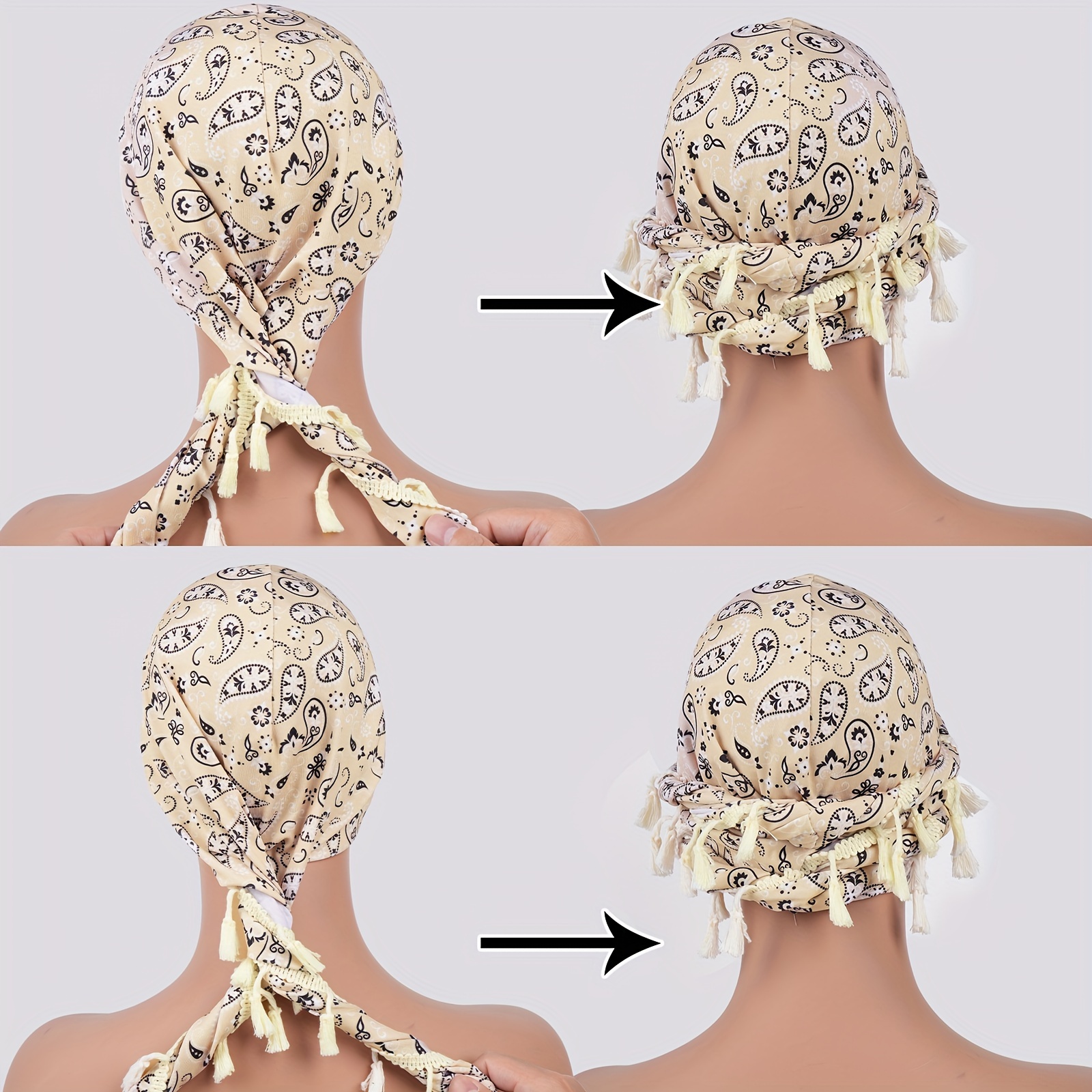 chapeau turban imprimé - africain unisexe - chapeau de tête extensible respirant - bonnet arabe élastique avec détail de pompon Détails du produit 7