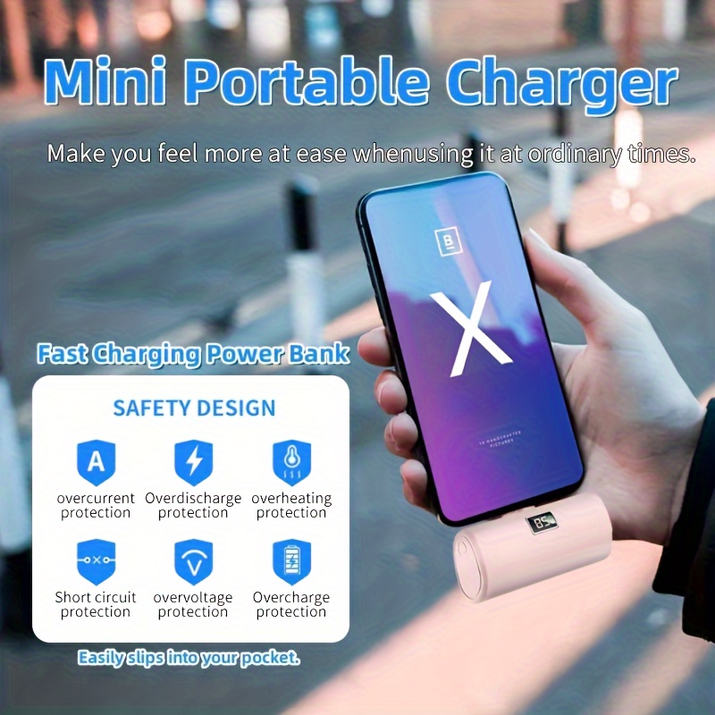 

Portable Charger 6000mah Power Bank Pd Fast Charging, Small Portable Charger, Emergency Portable Power Bank, With Led Display Compatible With Lightning Charging