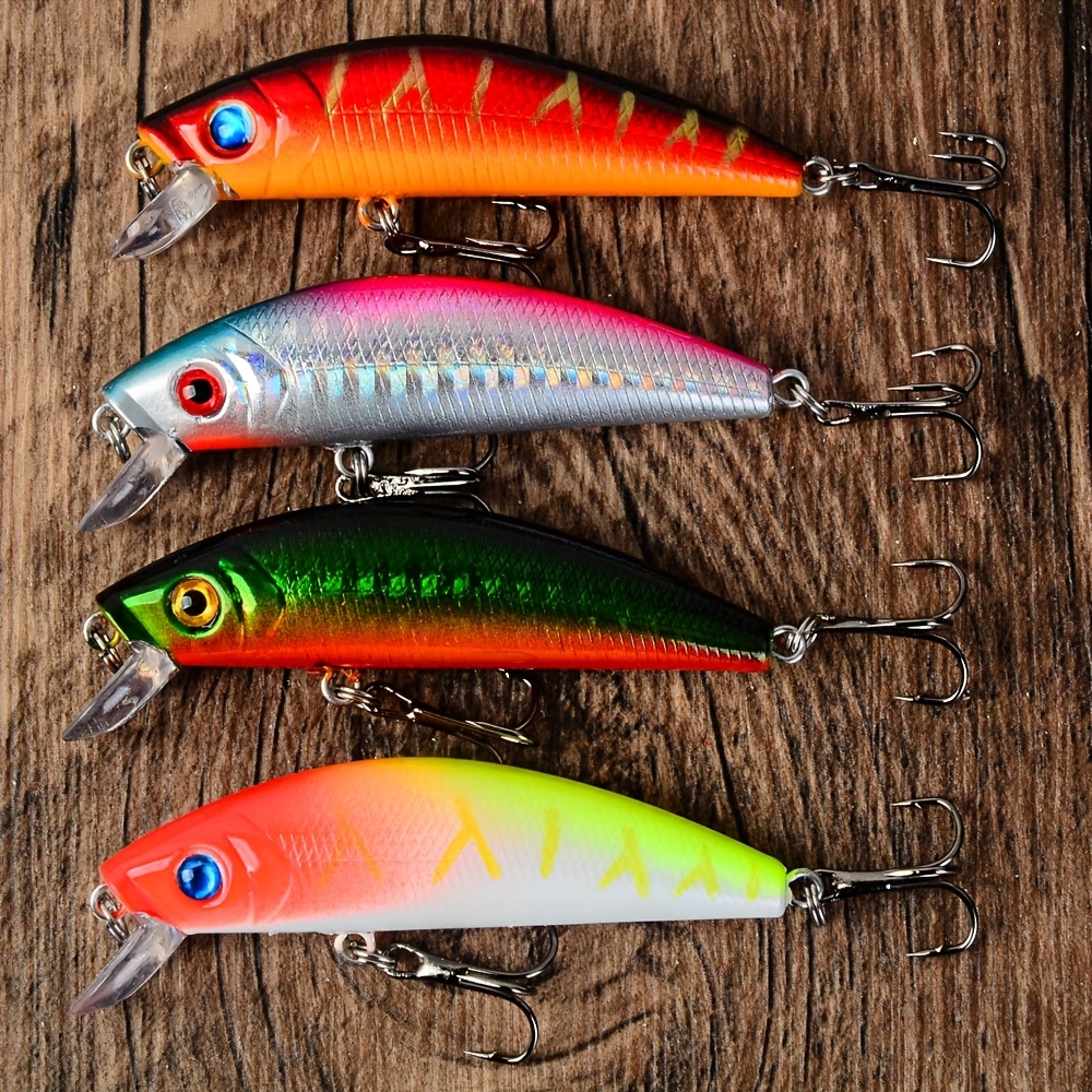 TEMU 4 Stück 6,5 cm / 2,55 Zoll 8G Angelköder Bunte Druck Sinkender Minnow Künstliches Köder Angelzubehör