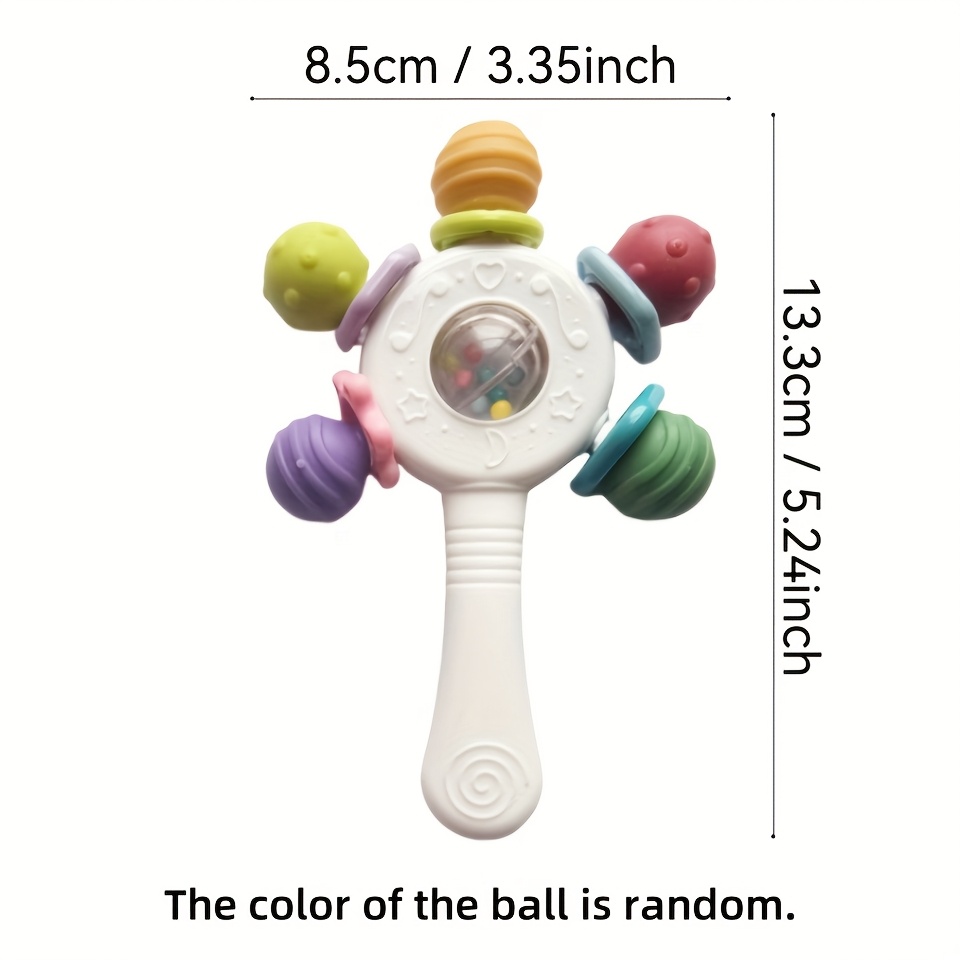Baby Grip Strength Trainer Toy with Rattle - Fine Motor Skills Development, Non-Toxic Infant Learning Toy with Easy-Grip Stick for Toddlers, Babies - Random Pastel Colors (Green, Pink, Purple,) - Ideal Birthday or Holiday Gift for Boys & Girls, Baby Gym Play Mat, Toddler Playtime, Playful Design