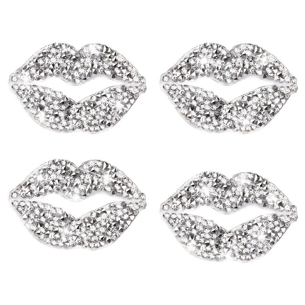 TEMU 4pcs Kiss+lip Ironing Patch Water Diamond Stickers Repair Transfer Printing Stickers Decorative Shining Stickers Suitable For +t+shirt Clothing