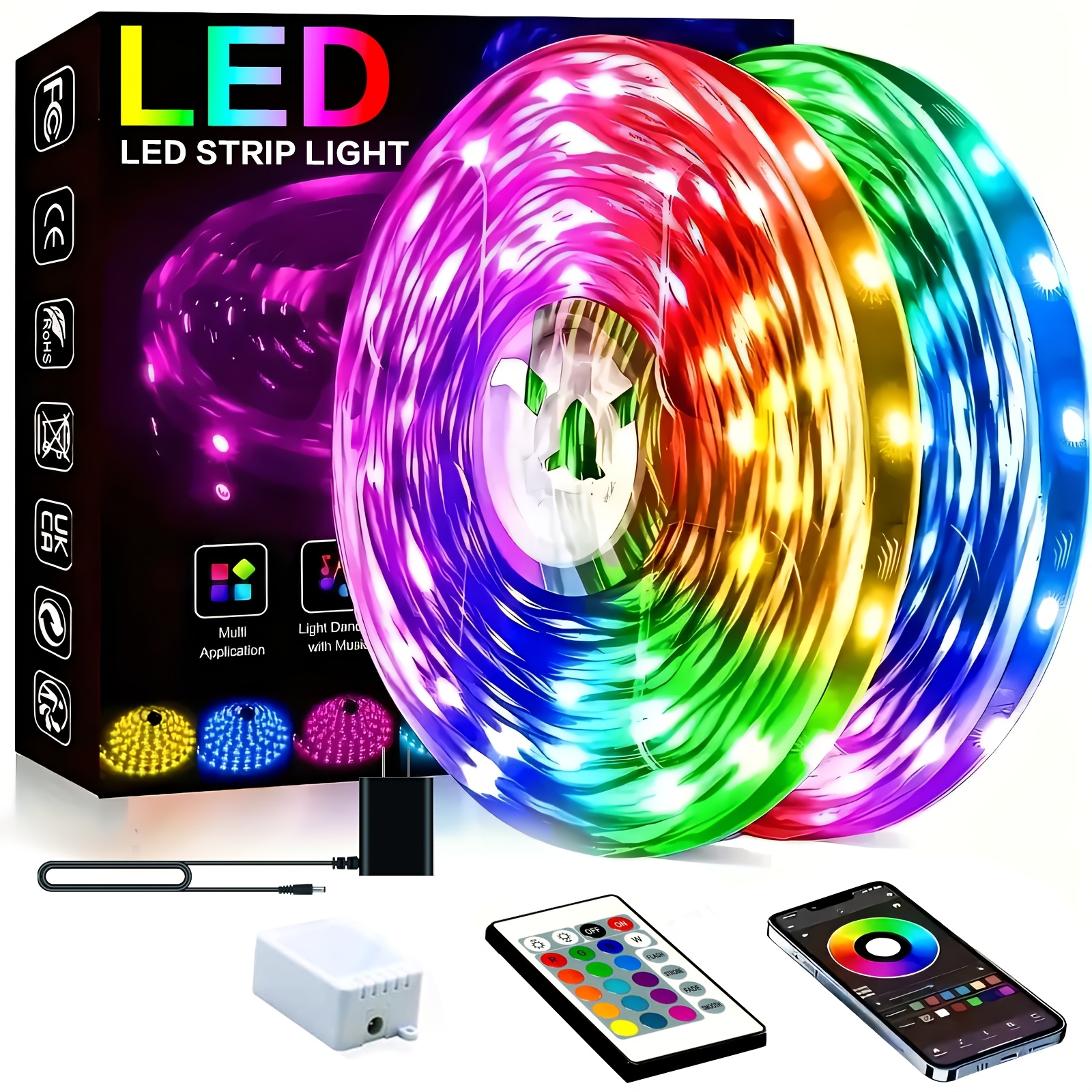 260 25ft extra long smart led strip light rgb colors app and remote control support timer and dimming music sync color changing diy decoration for bedroom living room game room multi functional lighting high quality  
