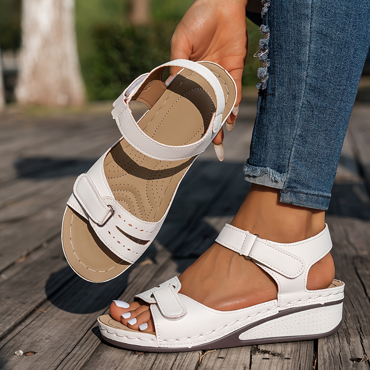 Women' Color Wedge Sandals, Casual Versatile Open-toe Platform Shoes, Summer Comfortable Adjustable Ankle Strap Fashion Sandals. Wedge Heel For Height Increase, Summer Essential. Zplxqq, Women Shoes