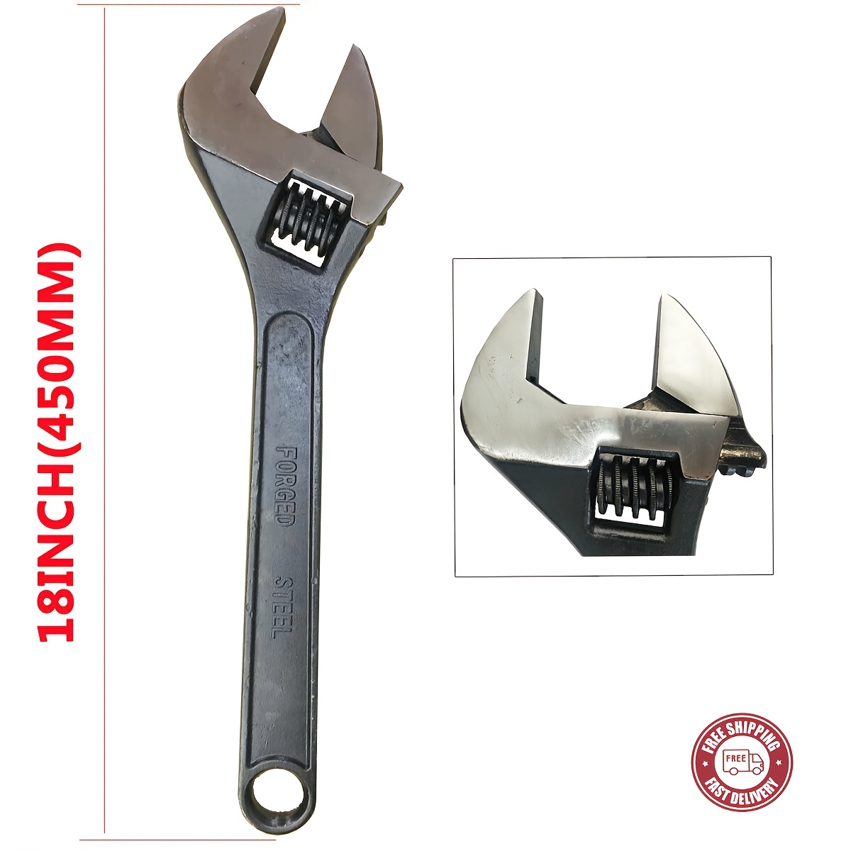 18" Adjustable Spanner with Wide Jaw