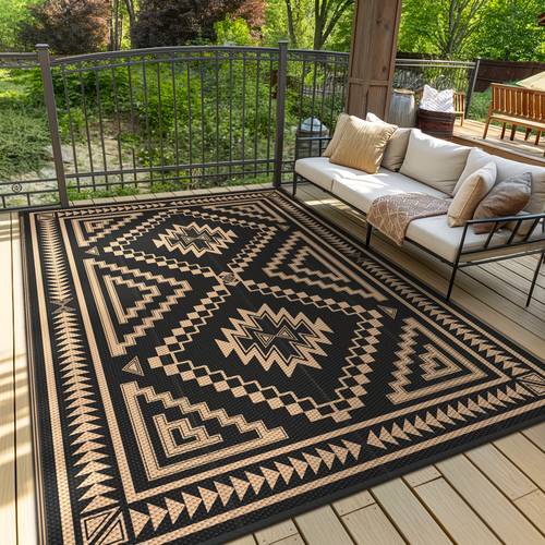 outdoor mat reversible plastic straw camping mat for patio deck rv blackbrown lightweight durable mat