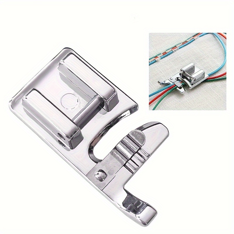 

Silver Grey Multifunctional Presser Foot For Home Sewing Machine, 3-cord Braiding Attachment