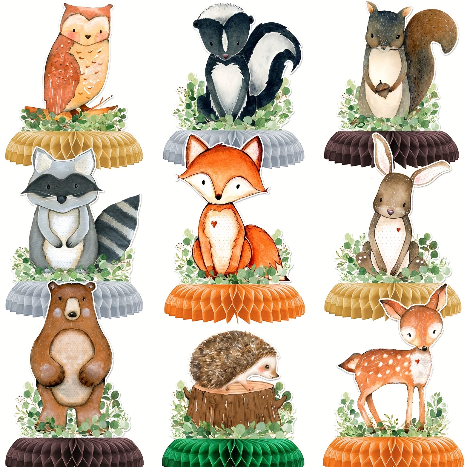 

9pcs Woodland Animal Honeycomb Decorations Forest Theme Birthday Party Decorations Birthday Party Decorations Gift Party Supplies