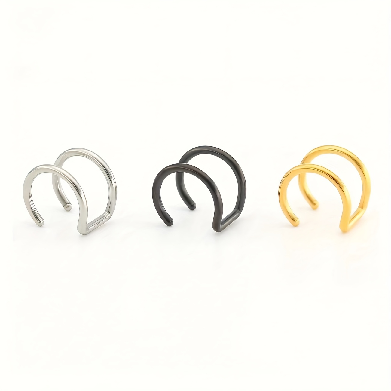 TEMU Set di 3 Orecchini Finti Senza Foratura, Gioielli con Clip per L'orecchio da 10mm Adatti per Finte e Labret