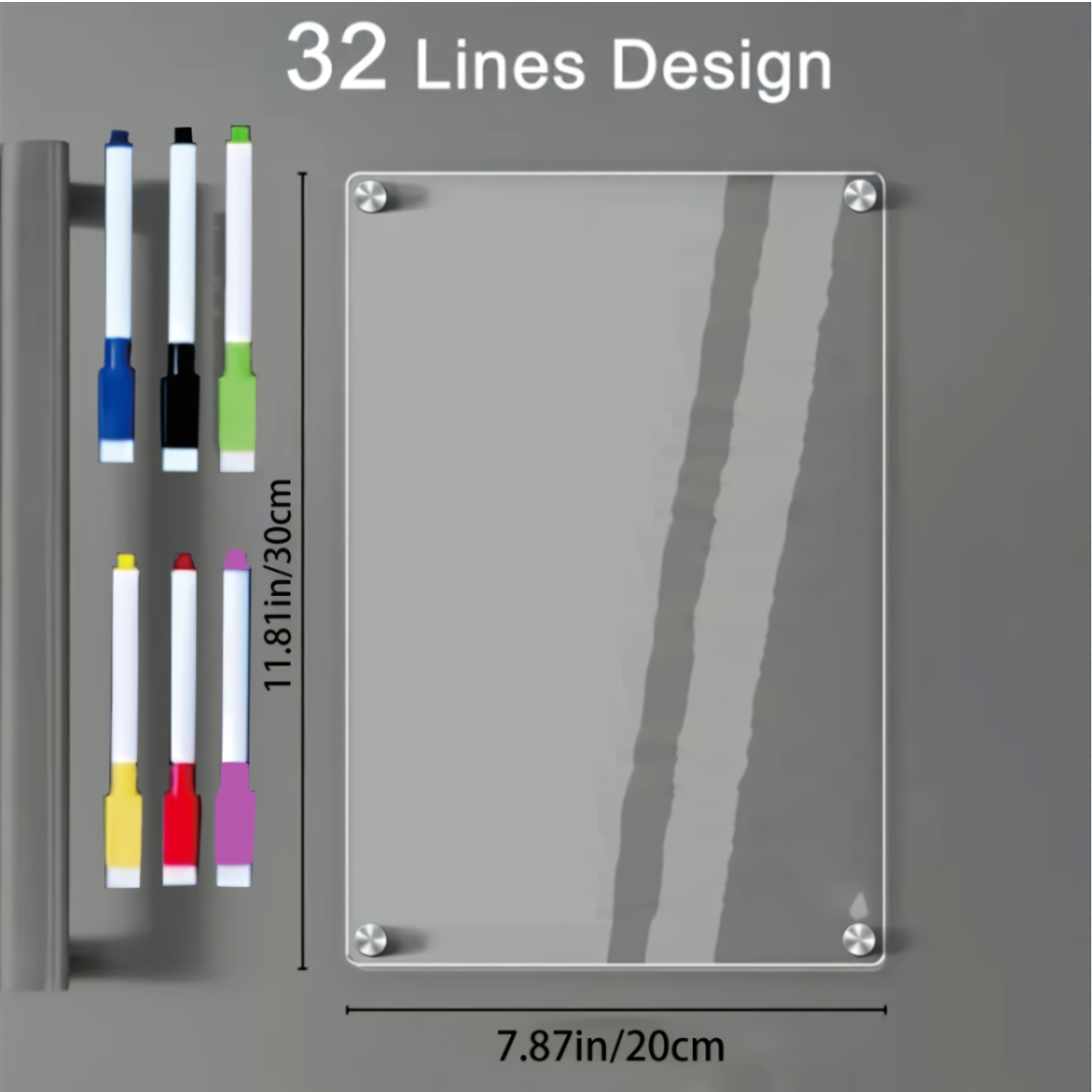 TEMU de planification de cuisine magnétique en acrylique - Organisateur hebdomadaire de repas et de calendrier 12"x8", avec 6 marqueurs de couleurs