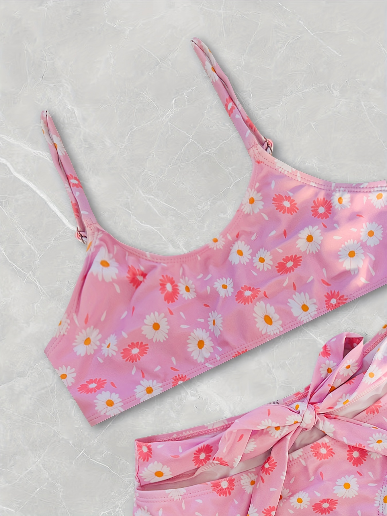 2pcs Girls Sweet Bikini Swimsuit Set Comfy Bathing Suit For Summer Beach  Vacation Gift