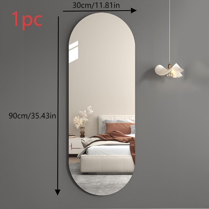 item picture 1pc high definition self adhensive acrylic full length   household bedroom porch wardrobe fitting   punch   mounted makeup   suitable for living room study room bathroom porch bedroom