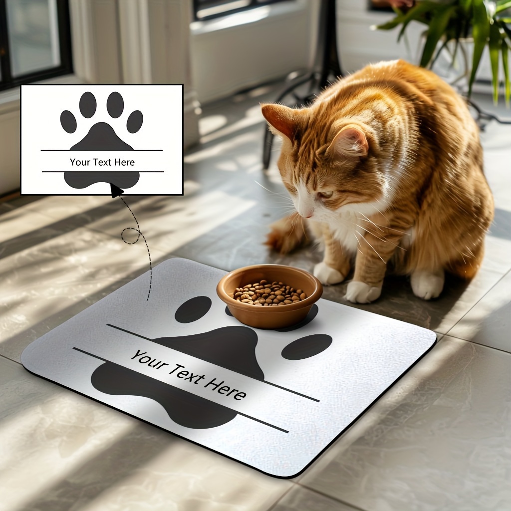 

Customizable Pet Feeding Mat With Paw Print Design - Suitable For Food And Water Bowls, Non-slip, Quick-drying, And Stain-resistant For Indoor Use - Perfect For Dogs And Great As A Pet Gift