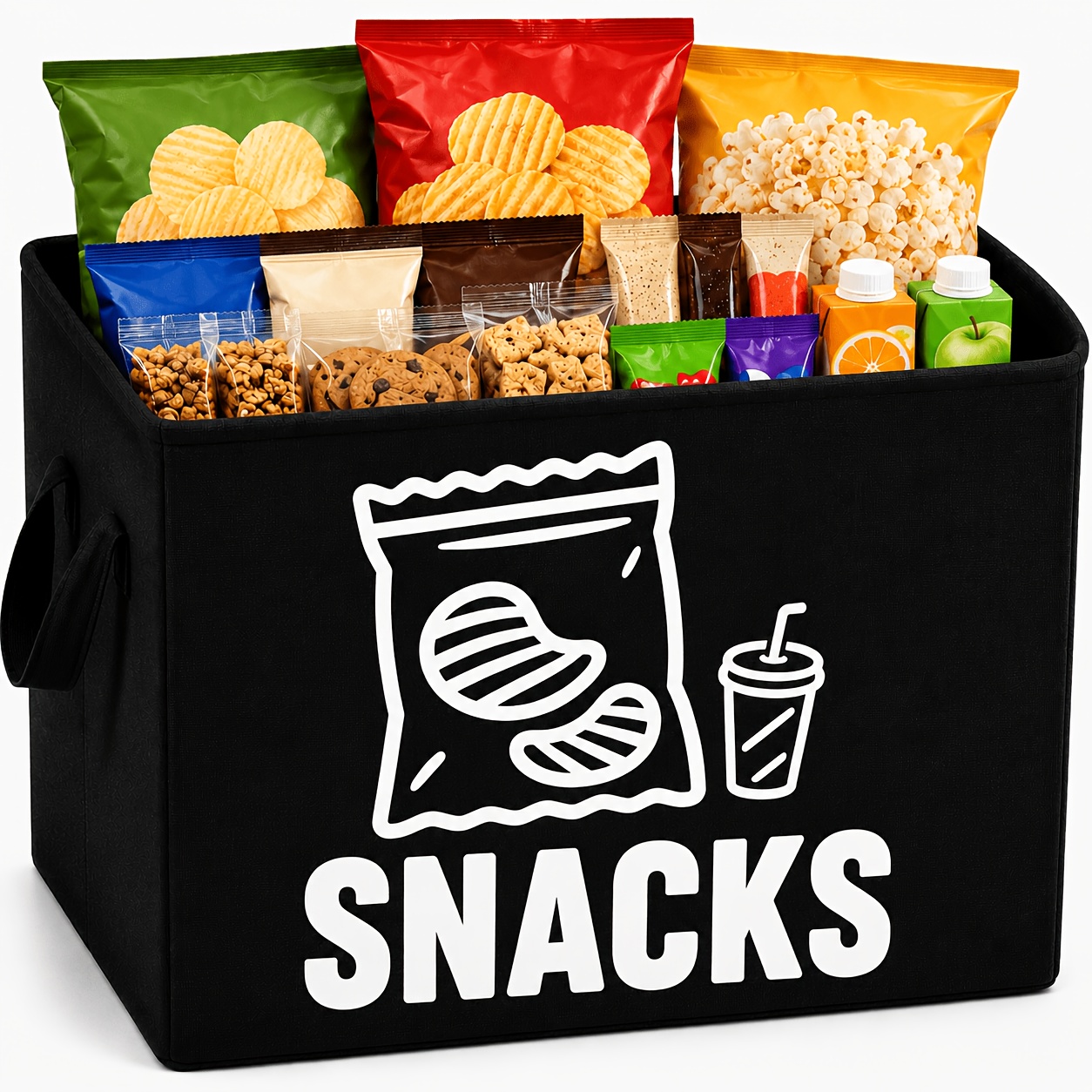 TEMU Mrd' Large Collapsible Fabric Snack Storage Basket With Sturdy Suitable For Kitchen, Pantry, Office & Dorm Organizer Bin - Collapsible Basket