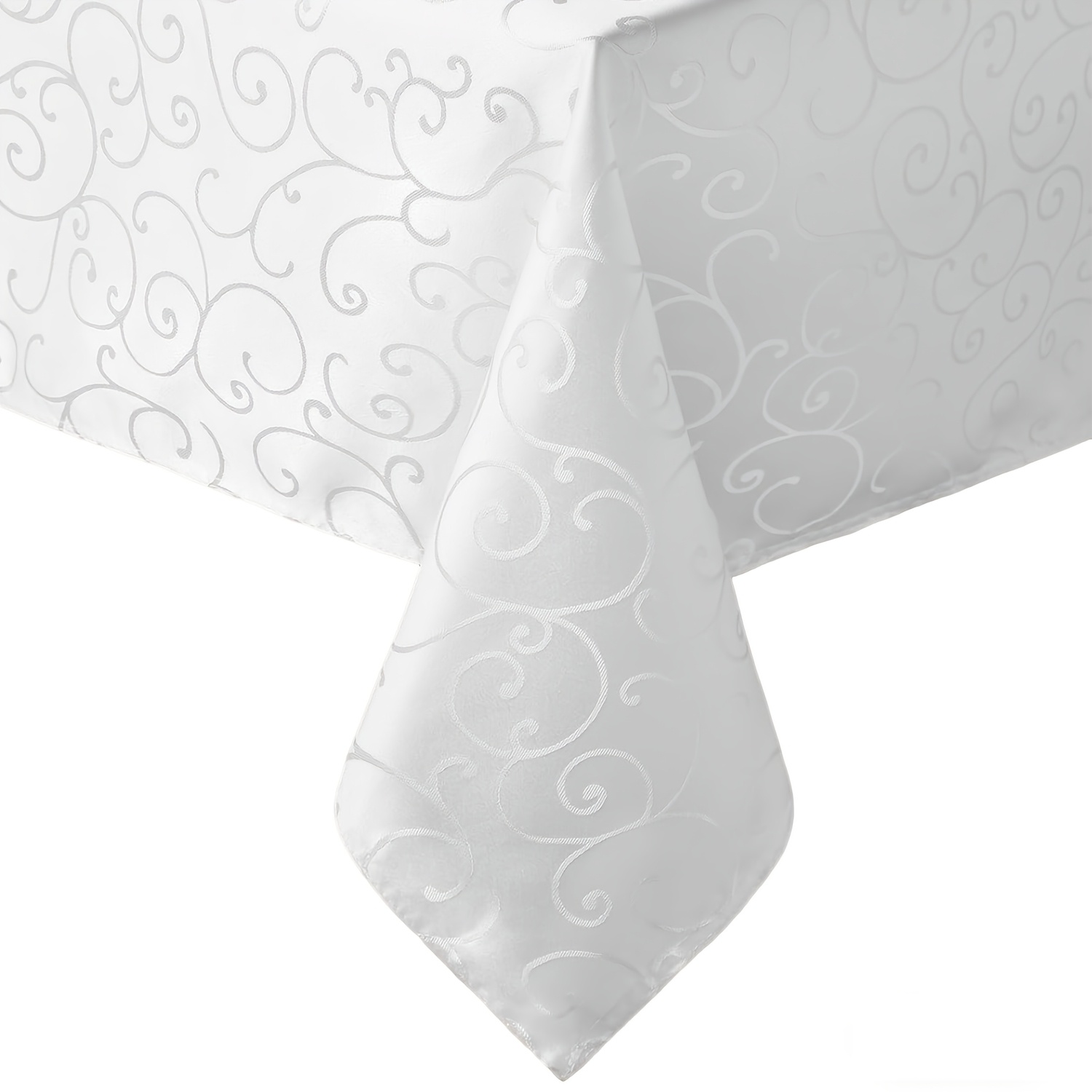 TEMU 1pc Elegant Jacquard Tablecloth, Washable Wrinkle-resistant Polyester Table Cover, Embossed Scroll Pattern Tablecloth For Dining Table, Wedding,