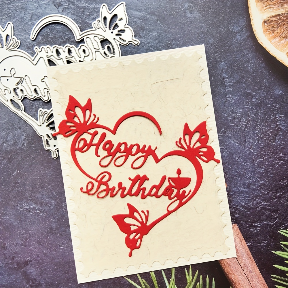 

Happy Birthday Cutting Dies For Card Making Words Heart Butterfly Metal Die-cuts Scrapbooking Diy Paper Craft Embossing
