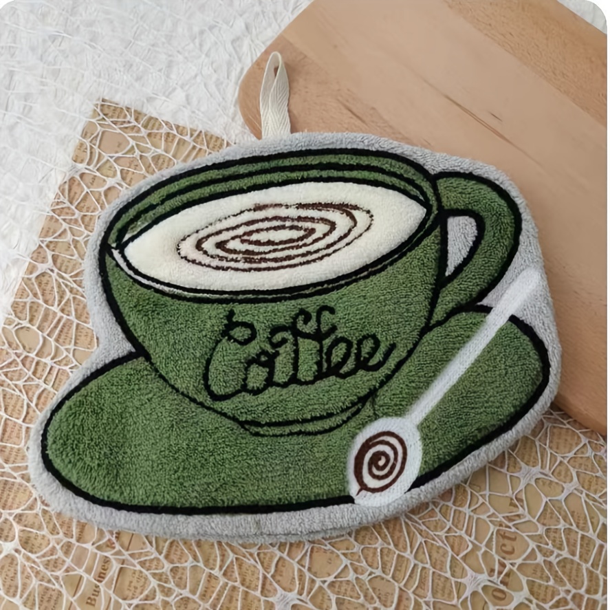 E-shop 1 Stück Modernes Kaffee-Thema Handtuch für Küche, Badezimmer, Nachttisch – Weiches, Saugfähiges Korallenfrottee mit Hängendem
