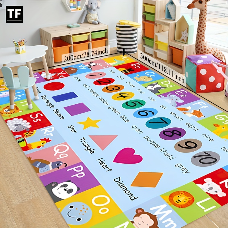 1pc colorful   carpet cartoon printed floor mat large game carpet washable crawling carpet for kindergarten indoor room supplies bedside accessories school supplies classroom   kindergarten daycare center gift