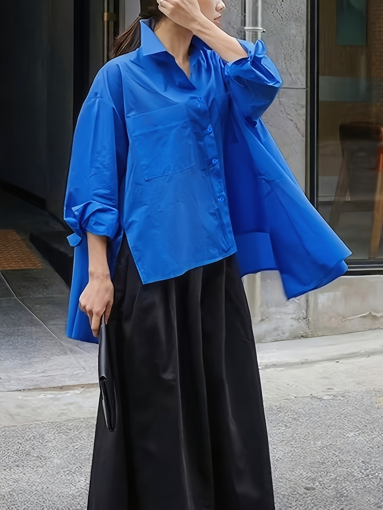 womens korean chic blouse loose fit long sleeve shirt Temu