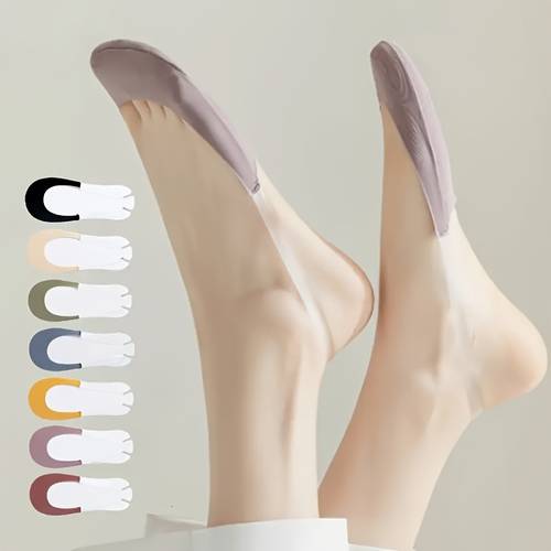 10pcs 5 pairs summer fiber fabric low cut invisible no show thong socks anti slip non slip heel for high heels