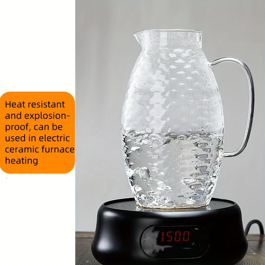 TAMUME Pichet D'Eau 1,5 Litre Verre Borosilicate Avec Couvercle Bambou - Cruche Design Droit