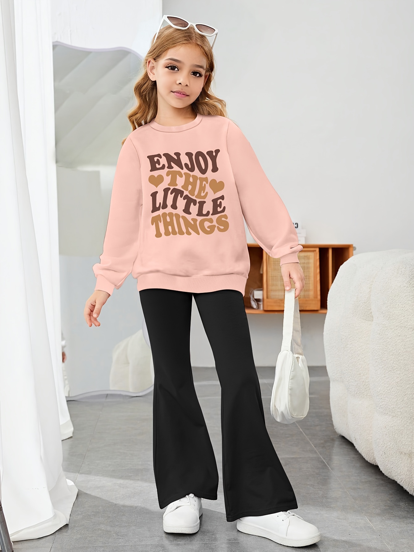 alphabets 2pcs girls casual print comfy match crew neck Temu Oman