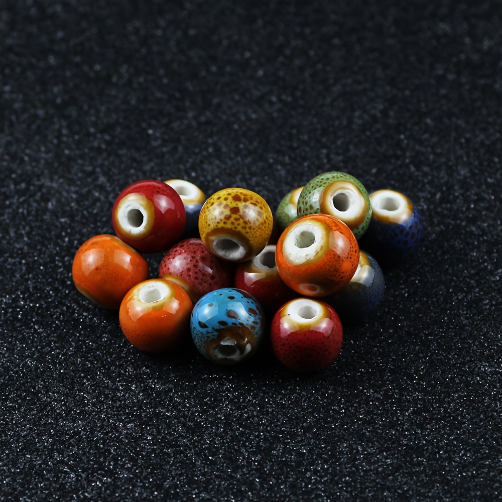 40pcs Colorful Glazed Ceramic Beads for DIY Jewelry Accessories