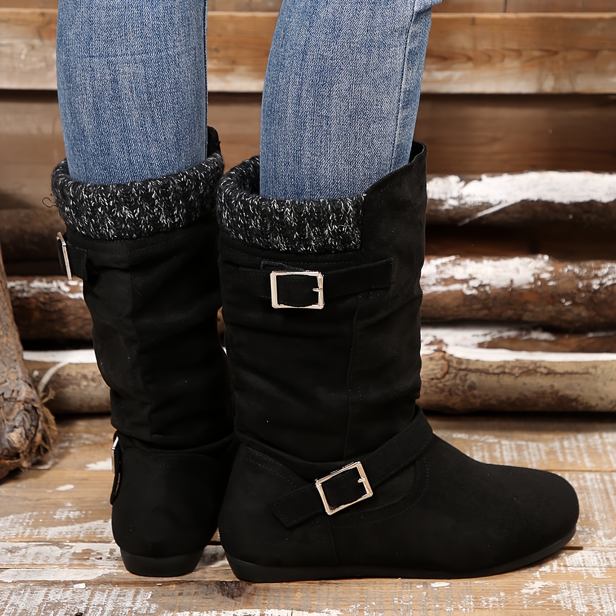 2025 Black Pleated Fashion Boots, Casual And Versatile, Warm And Comfortable, Women Shoes