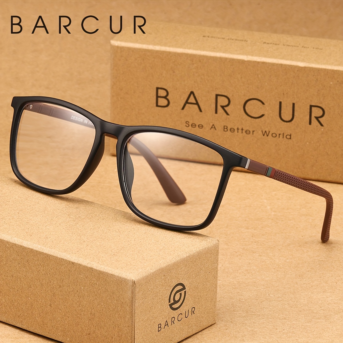 BARCUR Vintage Contemporary Style, Stylish Square Eyeglasses for Men, PC Frame to Improve Visual Clarity, Ideal for Reading, Studying, And Office Use, Perfect for Gifting