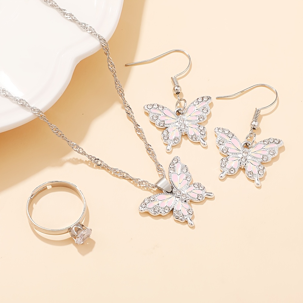 4pcs Bohemian Butterfly Jewelry Set, Sweet and Romantic Style