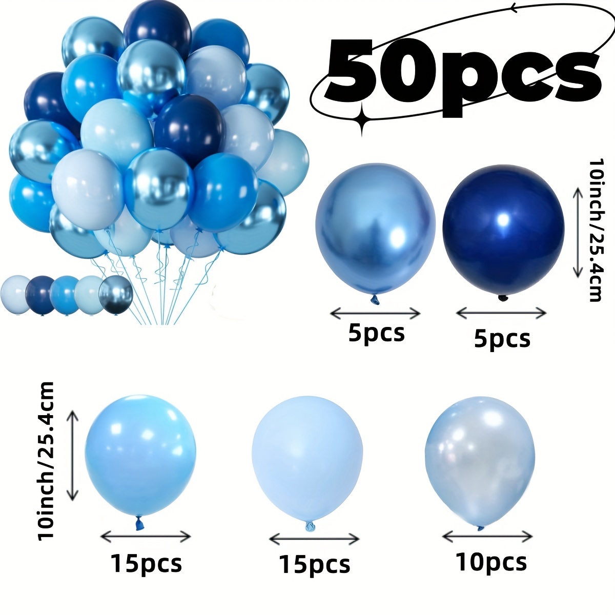 Palloncini Metallizzati Blu E Argento - 60 Pezzi, 30cm, Per Elio, Compleanni, Matrimoni, Feste
