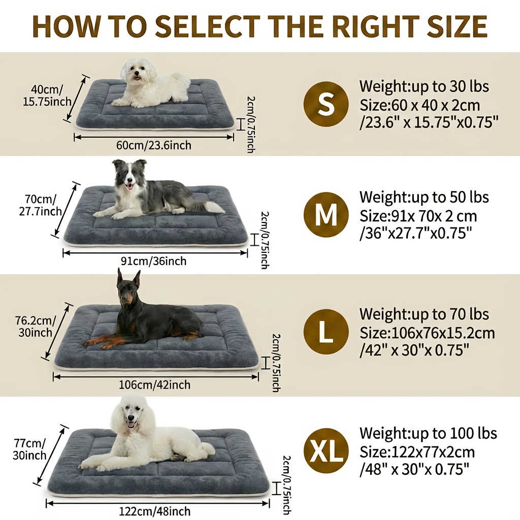 TEMU Large Size Dog Bed For Large Dogs, Heavy Duty Crate Pad, Durable Washable Kennel Mat With Anti-slip Bottom, Ultra Soft Plush Pet Bed For All