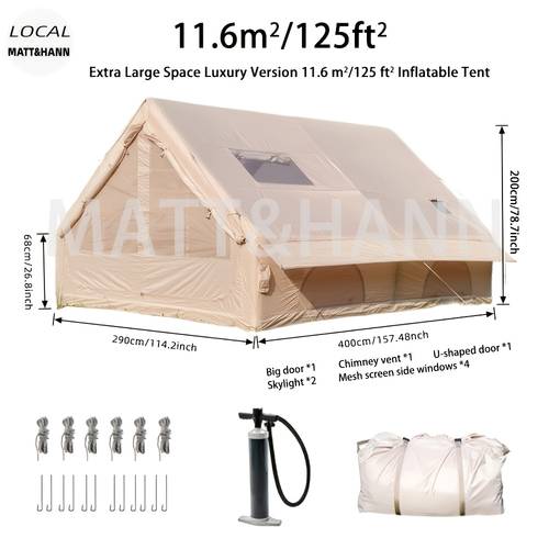 4 8 person inflatable camping tent with breathable mesh windows cabin tent for summer glamping ventilated instant setup outdoor house with high quality uv protection family tent for hiking picnic backyard travel