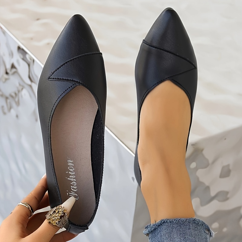 Black flat pointed shoes womens online