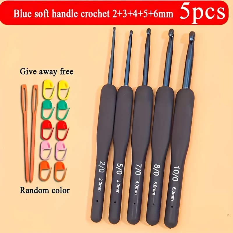 TEMU 9/5/3pcs Ensemble de crochet bleu, Outils de métalliques, Poignée à prise en main souple, Adapté pour le tricotage et DIY, Outils de de pulls,