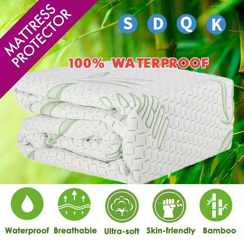 1pc bamboo fiber mattress protector 100 waterproof fitted mattress cover sb ksb db qb kb deep pocket mattress pad cover soft breathable