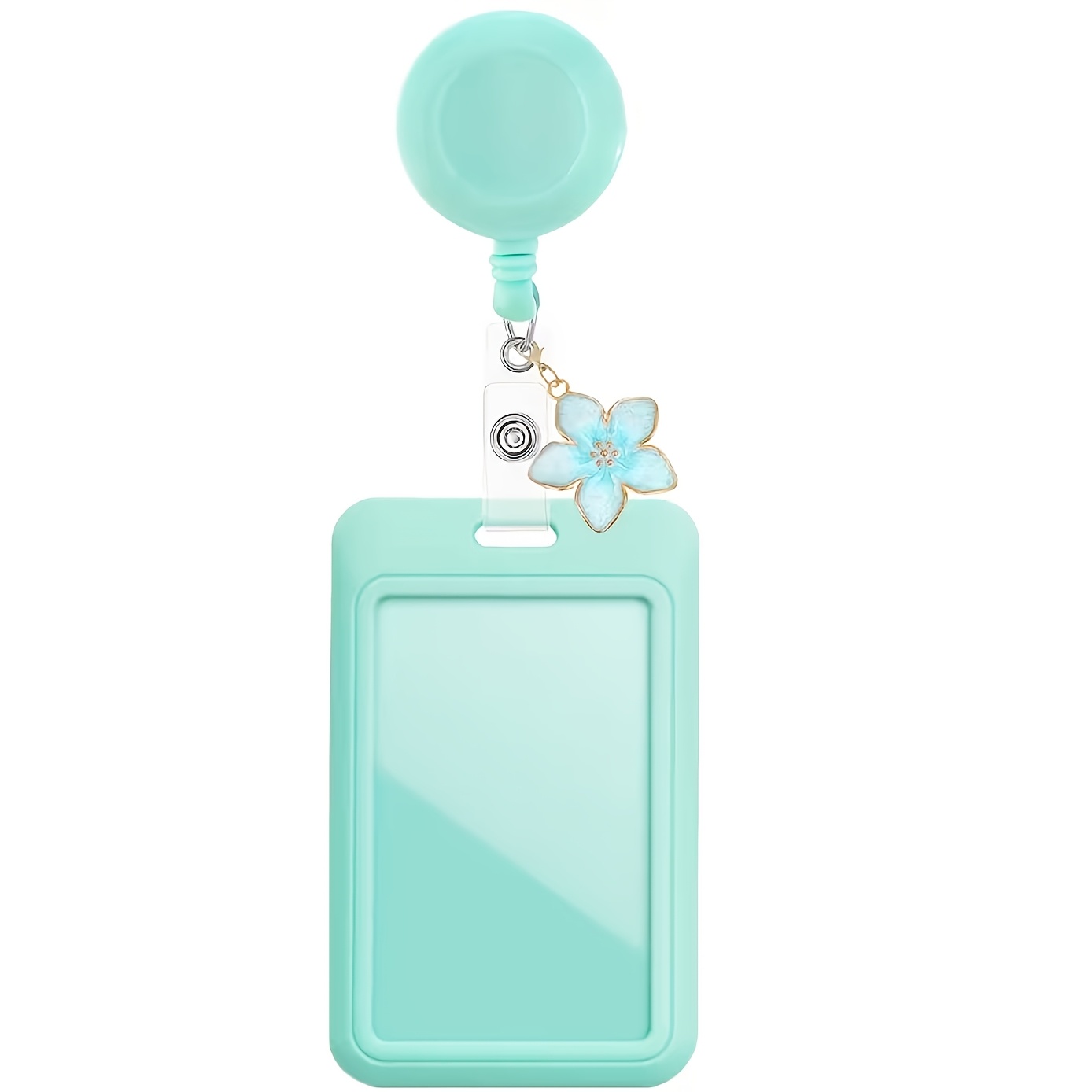 TEMU 2d 1pc Colorful Sliding Id Badge Card Holder With Nurse Badge Reel Retractable, Cute Badge Reel Flower Charm, For Credit, Pass, Gift For Doctor