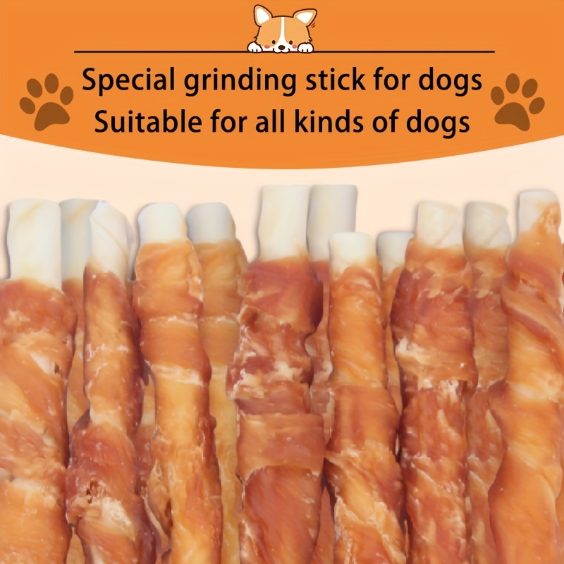 TEMU Dog Dental Treats - Chicken & Cowhide Sticks, Interactive Snacks For Clean Teeth And Healthy Chewing, Ideal For All Dog Breeds, Interactive Dog Snacks | Animalthemed Packaging | Pet Snacks