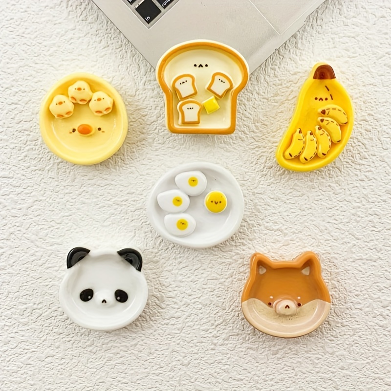 

10pcs Cute Animal And Food Themed Resin Charms For Diy Crafts, Decorative Resin Beads For Phone Case, Hair Accessories, Jewelry Making - No Plating, Pure Resin Material