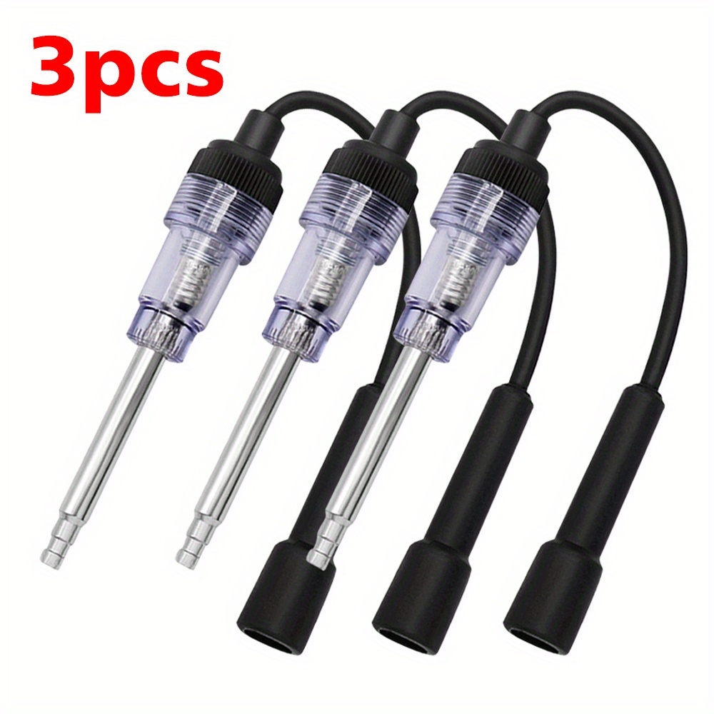 TEMU 3pcs Spark Plug Tester - Automotive Diagnostic Tool With Glowing Bulb, Durable Metal Construction & Easy- For Cars, Lawnmowers, Engines, Spark Plug Tool