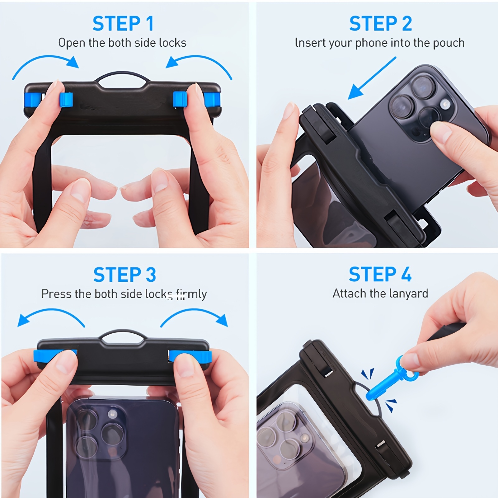 2 waterproof phone pouches, waterproof phone cases for iPhone 15 14 13 12 11 Pro Max, also for phone models under 7 inches
